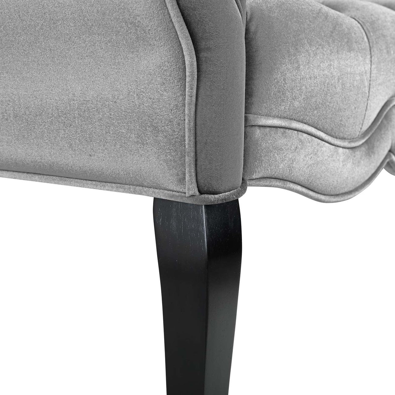 Adelia Chesterfield Style Button Tufted Performance Velvet Bench, Velvet Fabric, Light Grey Gray 15314