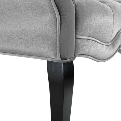 Adelia Chesterfield Style Button Tufted Performance Velvet Bench, Velvet Fabric, Light Grey Gray 15314