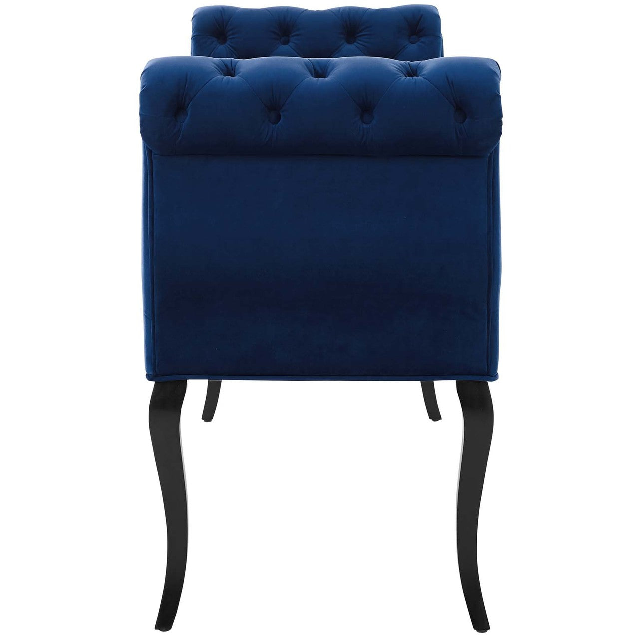 Adelia Chesterfield Style Button Tufted Performance Velvet Bench, Velvet Fabric, Navy Blue 15315