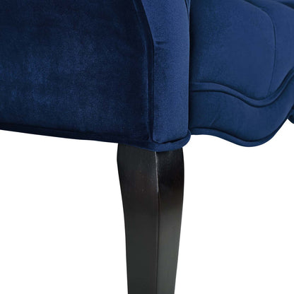 Adelia Chesterfield Style Button Tufted Performance Velvet Bench, Velvet Fabric, Navy Blue 15315