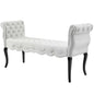 Adelia Chesterfield Style Button Tufted Performance Velvet Bench, Velvet Fabric, White 15317