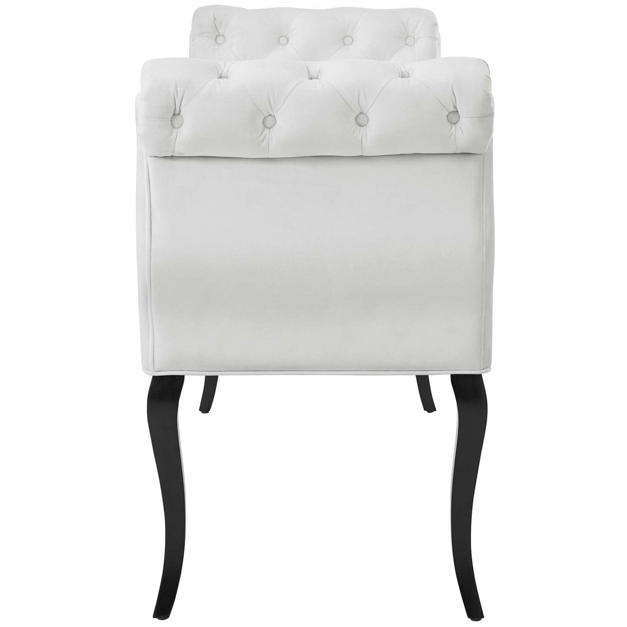 Adelia Chesterfield Style Button Tufted Performance Velvet Bench, Velvet Fabric, White 15317
