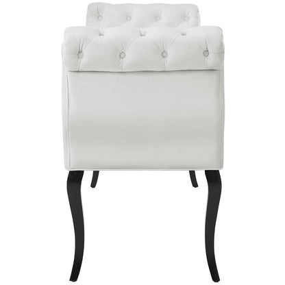 Adelia Chesterfield Style Button Tufted Performance Velvet Bench, Velvet Fabric, White 15317