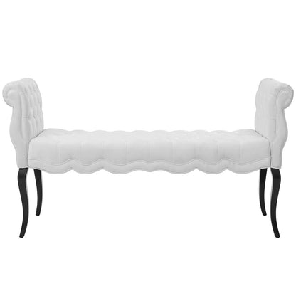 Adelia Chesterfield Style Button Tufted Performance Velvet Bench, Velvet Fabric, White 15317