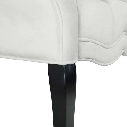 Adelia Chesterfield Style Button Tufted Performance Velvet Bench, Velvet Fabric, White 15317