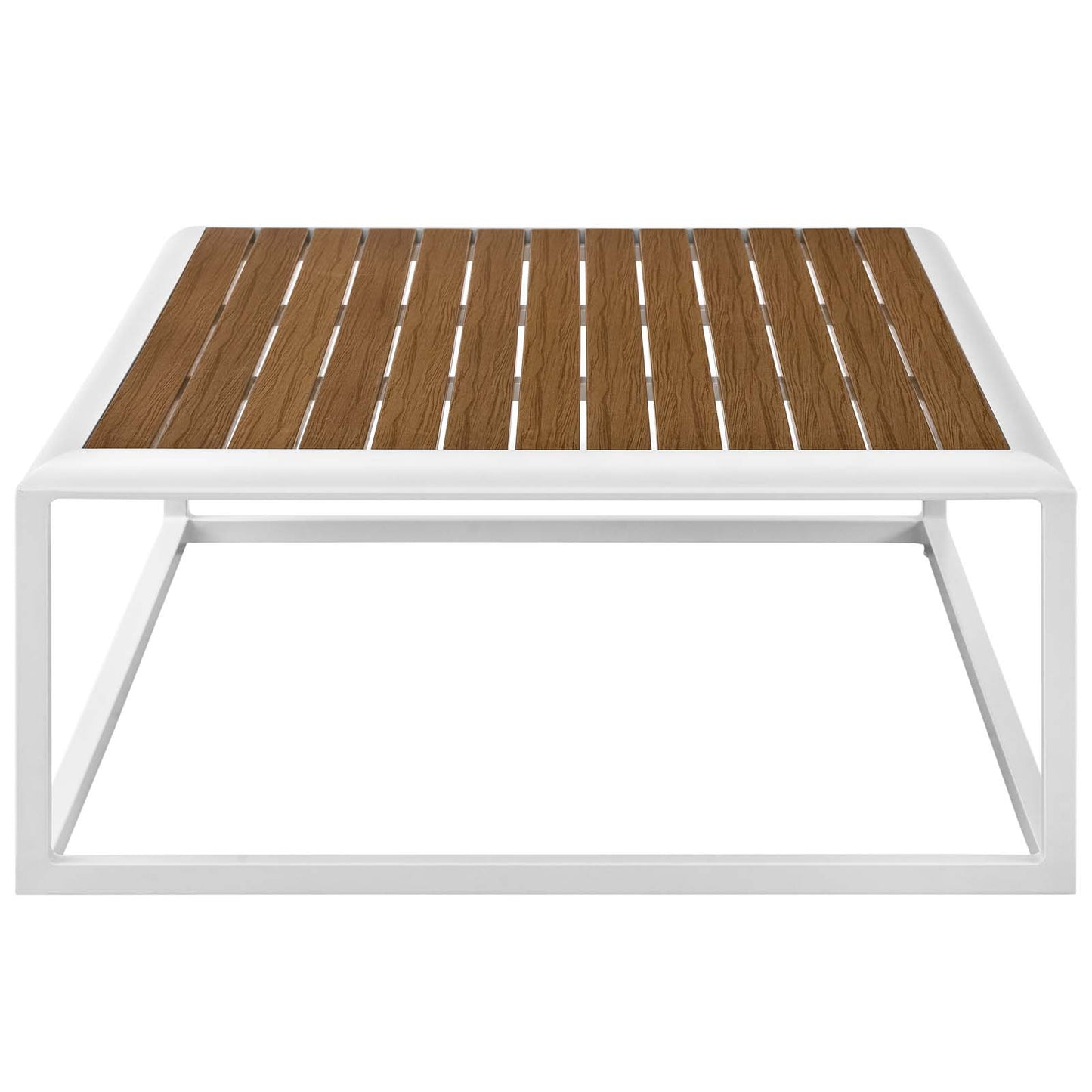 Stance Outdoor Patio Aluminum Coffee Table, Aluminum Faux Wood, White Natural, 17266