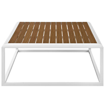 Stance Outdoor Patio Aluminum Coffee Table, Aluminum Faux Wood, White Natural, 17266