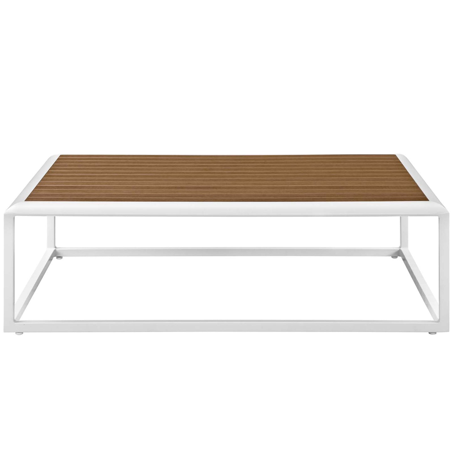 Stance Outdoor Patio Aluminum Coffee Table, Aluminum Faux Wood, White Natural, 17266