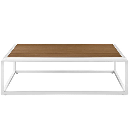 Stance Outdoor Patio Aluminum Coffee Table, Aluminum Faux Wood, White Natural, 17266