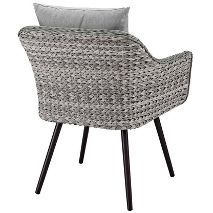 Endeavor Outdoor Patio Wicker Rattan Armchair, Rattan Wicker Aluminum Metal, Grey Gray 15318