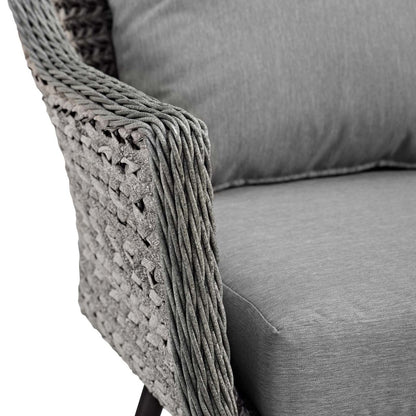 Endeavor Outdoor Patio Wicker Rattan Armchair, Rattan Wicker Aluminum Metal, Grey Gray 15318