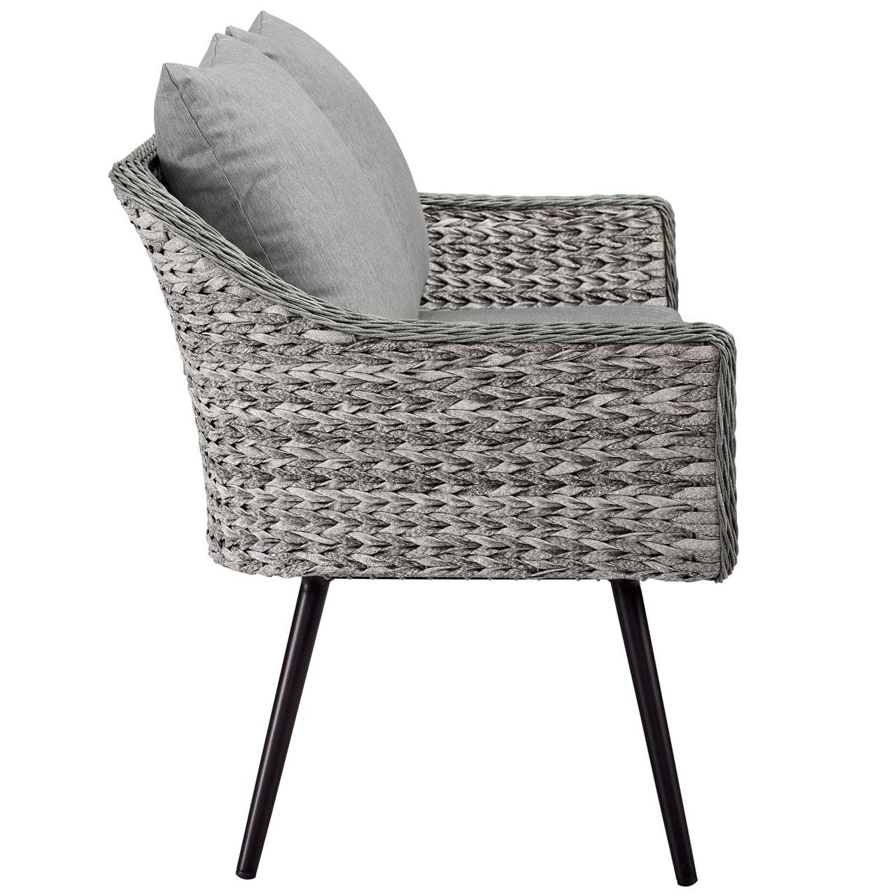 Endeavor Outdoor Patio Wicker Rattan Loveseat, Rattan Wicker Aluminum Metal, Grey Gray 15319