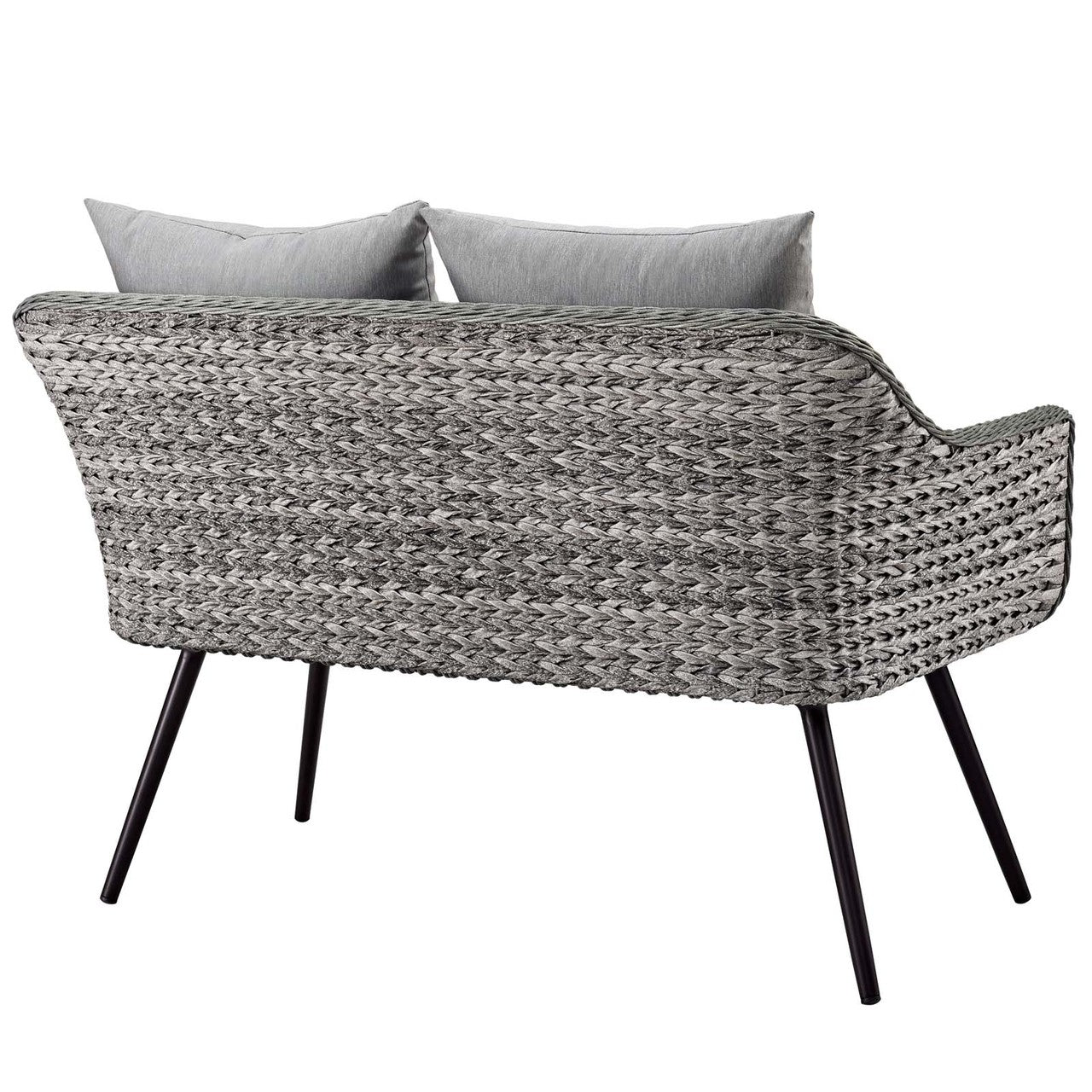 Endeavor Outdoor Patio Wicker Rattan Loveseat, Rattan Wicker Aluminum Metal, Grey Gray 15319