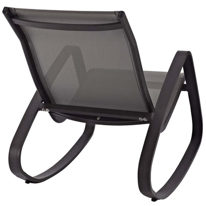Traveler Rocking Outdoor Patio Mesh Sling Lounge Chair, Aluminum Metal Steel, Multi Black 14049