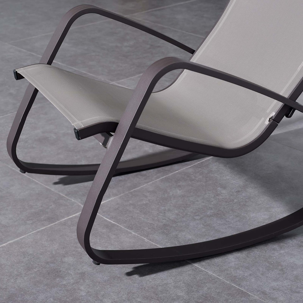 Traveler Rocking Outdoor Patio Mesh Sling Lounge Chair, Aluminum Metal Steel, Multi Black 14049