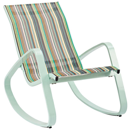 Traveler Rocking Outdoor Patio Mesh Sling Lounge Chair, Aluminum Metal Steel, Green 14050