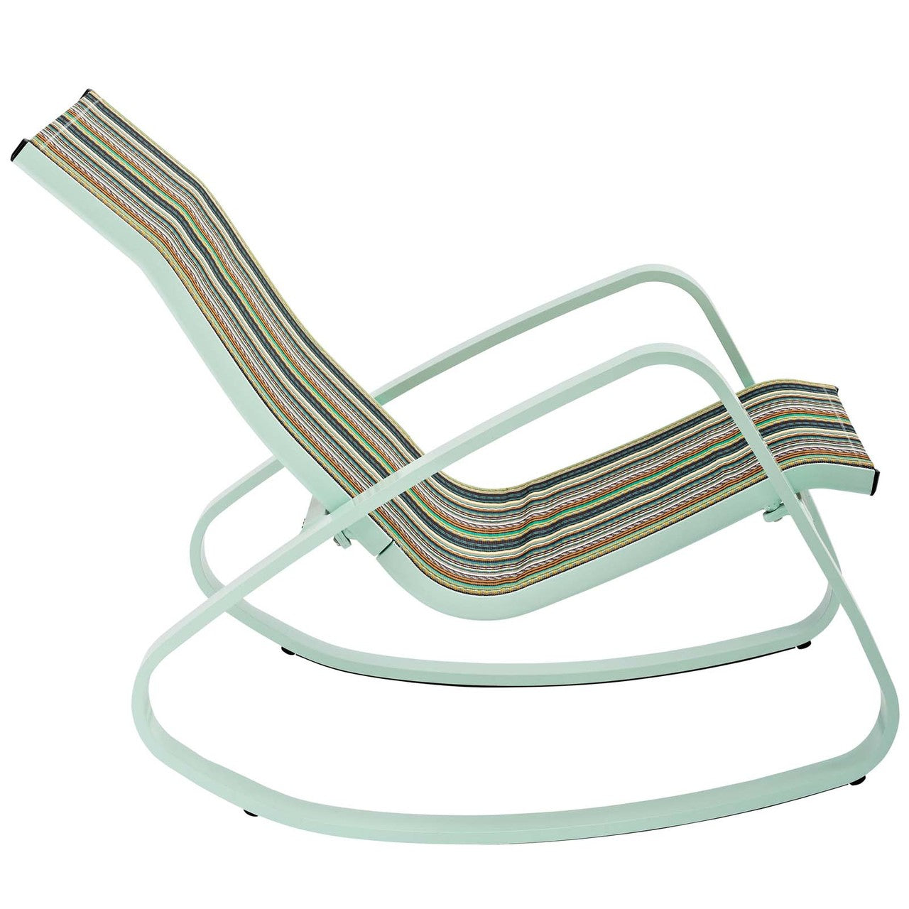 Traveler Rocking Outdoor Patio Mesh Sling Lounge Chair, Aluminum Metal Steel, Green 14050
