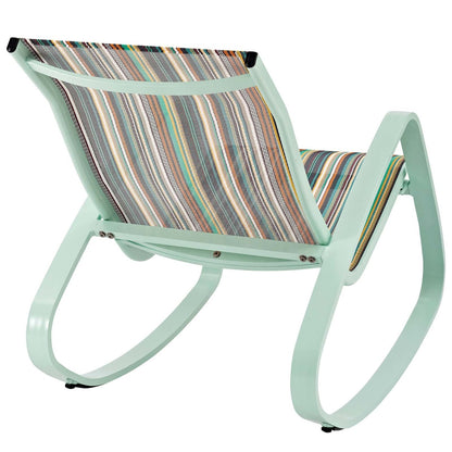 Traveler Rocking Outdoor Patio Mesh Sling Lounge Chair, Aluminum Metal Steel, Green 14050