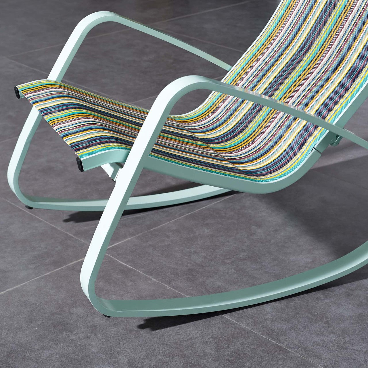 Traveler Rocking Outdoor Patio Mesh Sling Lounge Chair, Aluminum Metal Steel, Green 14050