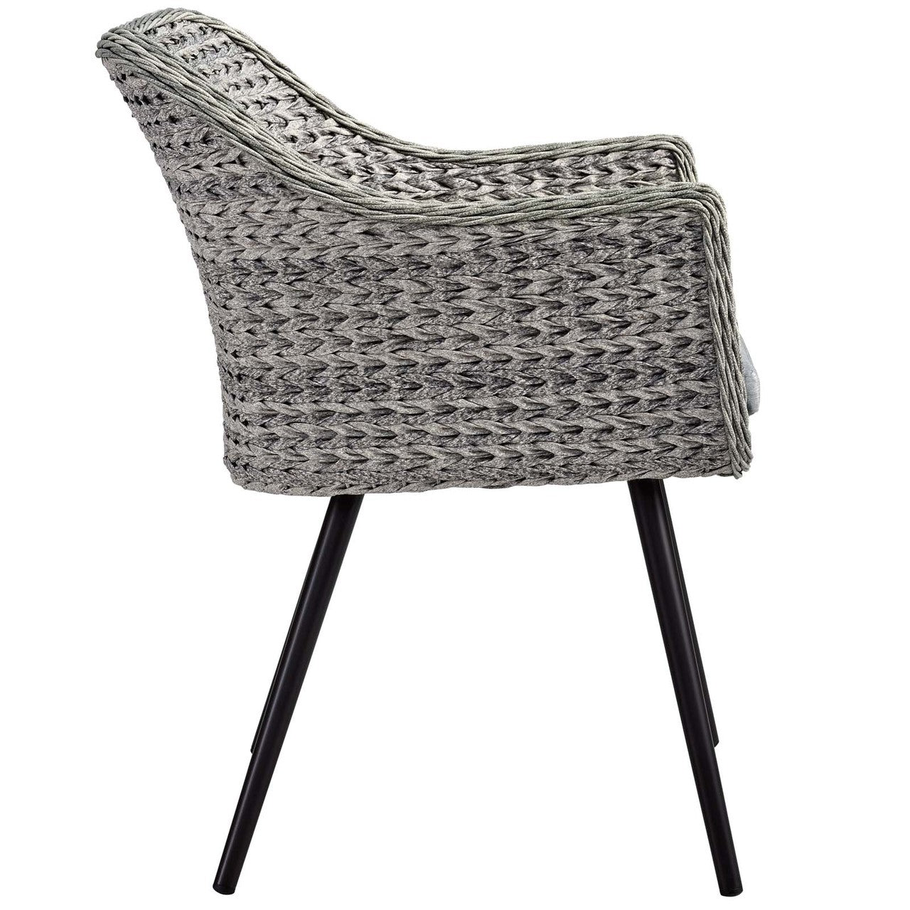 Endeavor Outdoor Patio Wicker Rattan Dining Armchair, Rattan Wicker Aluminum Metal, Grey Gray 14052