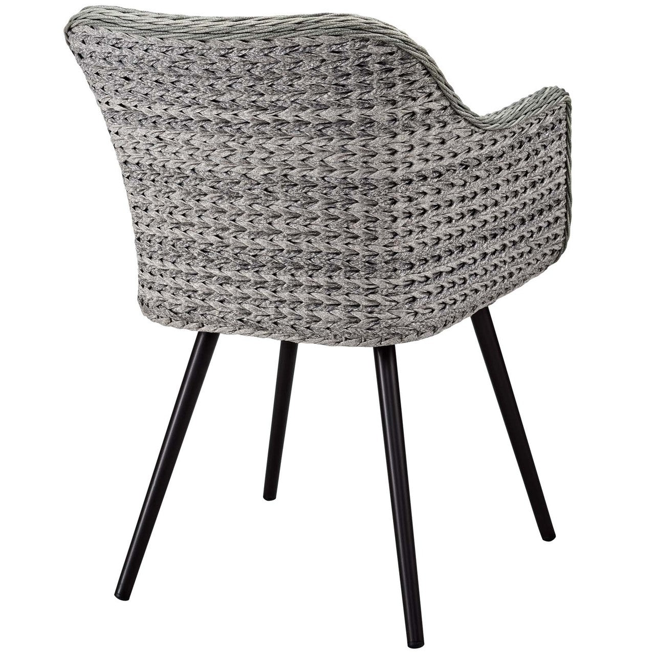 Endeavor Outdoor Patio Wicker Rattan Dining Armchair, Rattan Wicker Aluminum Metal, Grey Gray 14052