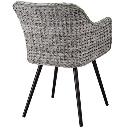 Endeavor Outdoor Patio Wicker Rattan Dining Armchair, Rattan Wicker Aluminum Metal, Grey Gray 14052