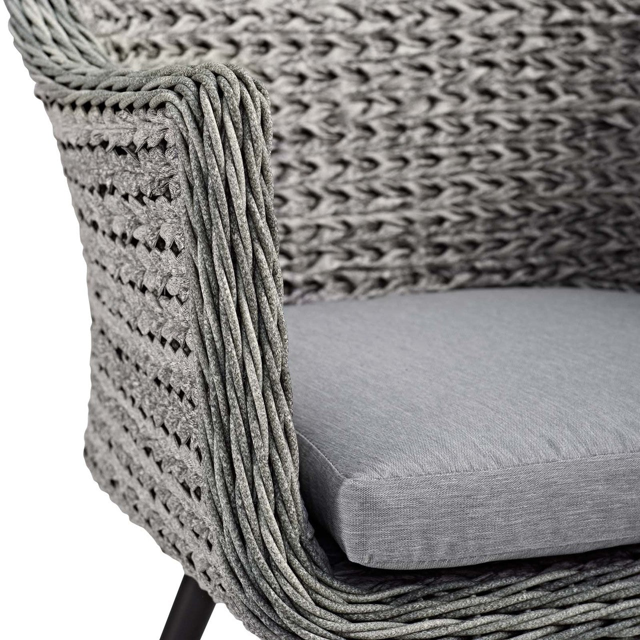 Endeavor Outdoor Patio Wicker Rattan Dining Armchair, Rattan Wicker Aluminum Metal, Grey Gray 14052