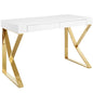 Adjacent Desk, Wood Metal Steel, White Gold 14054