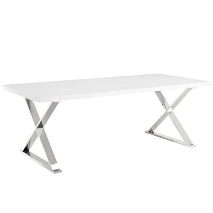Sector Dining Table, Wood Metal Steel, White 14056