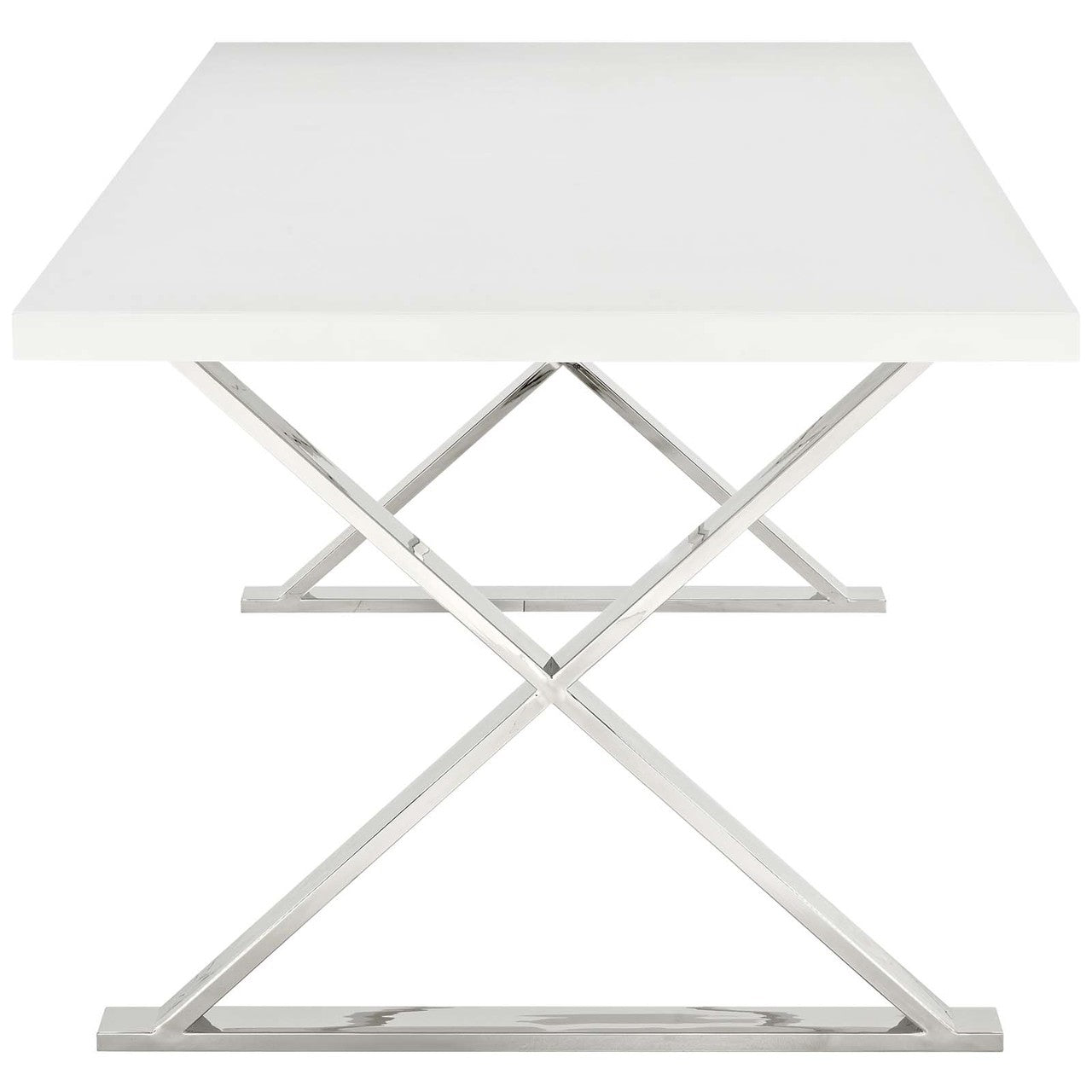 Sector Dining Table, Wood Metal Steel, White 14056