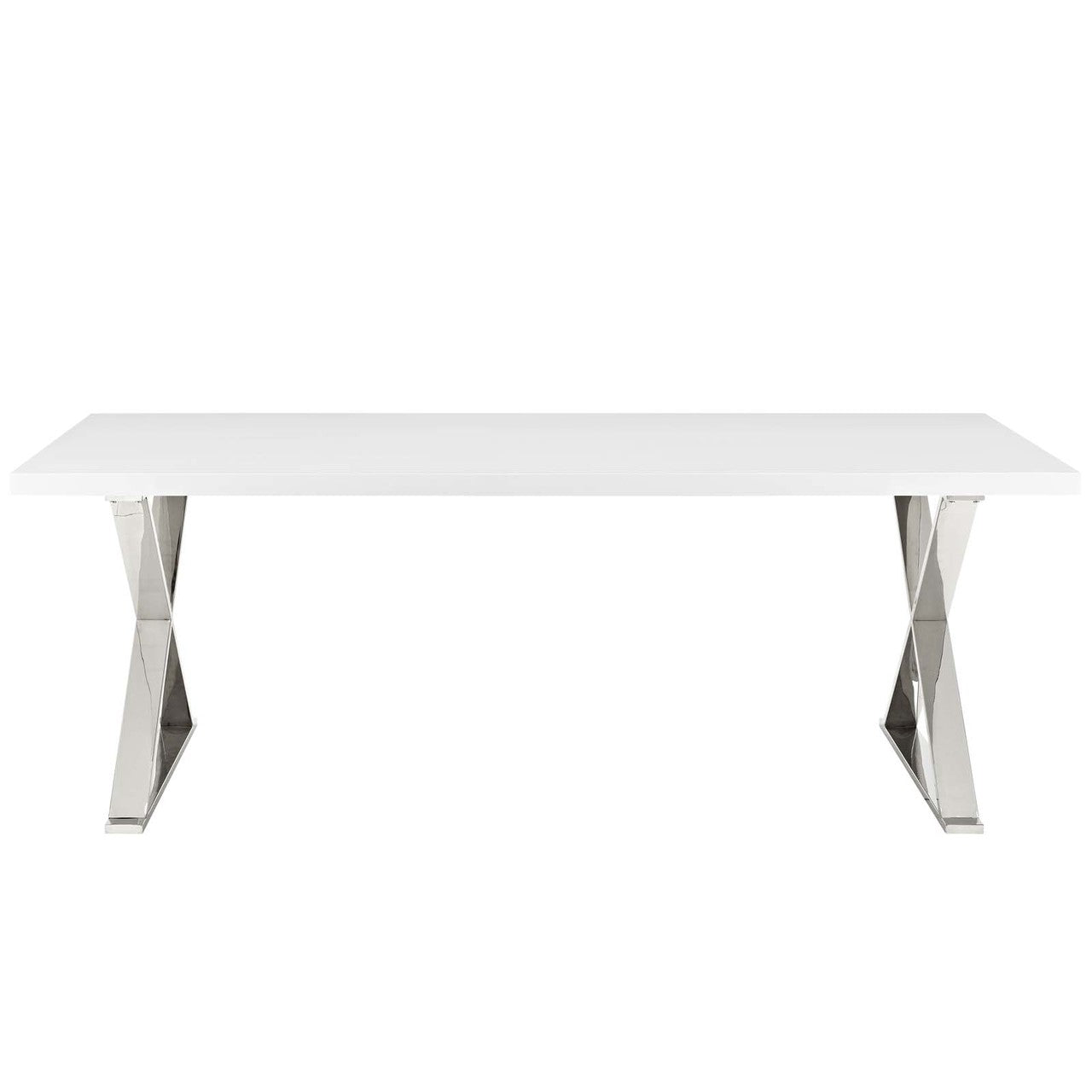 Sector Dining Table, Wood Metal Steel, White 14056