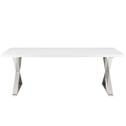 Sector Dining Table, Wood Metal Steel, White 14056