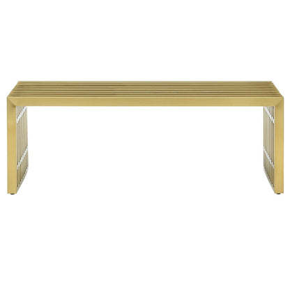 Gridiron Medium Stainless Steel Bench, Metal Steel Stainless Steel, Gold 14058