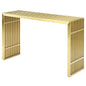 Gridiron Stainless Steel Console Table, Metal Steel Stainless Steel Glass, Gold 14059