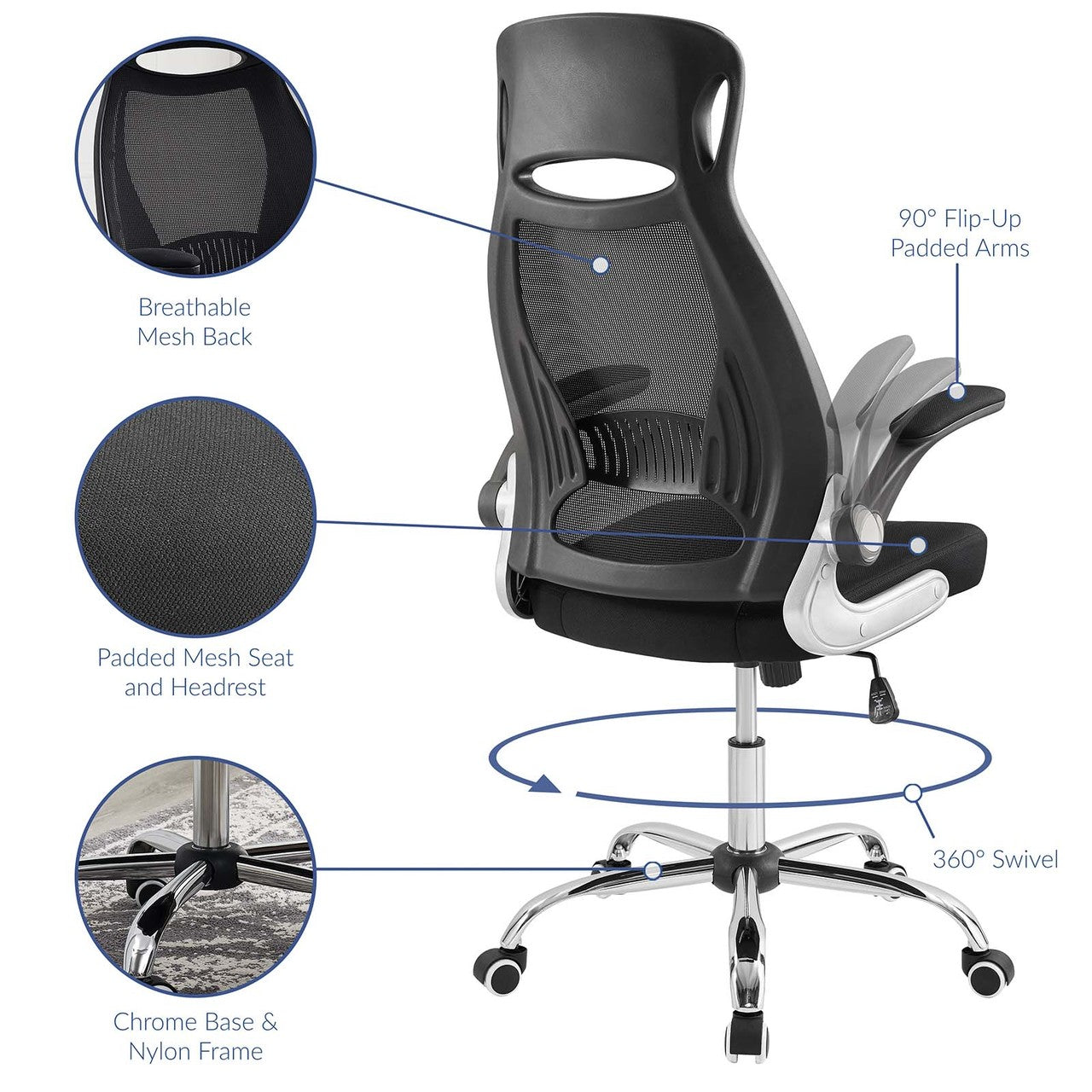 Expedite Highback Office Chair, Fabric, Black 14062