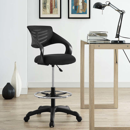 Thrive Mesh Drafting Chair, Fabric, Black 14063
