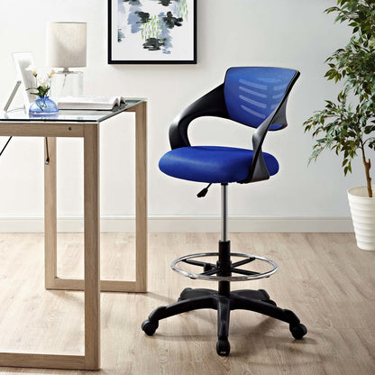 Thrive Mesh Drafting Chair, Fabric, Blue 14064