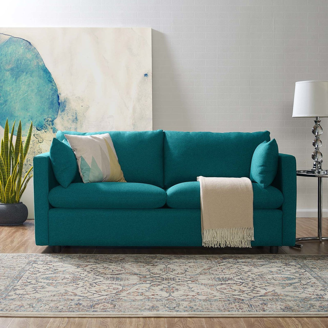Activate Upholstered Fabric Sofa, Fabric, Aqua Blue 15025