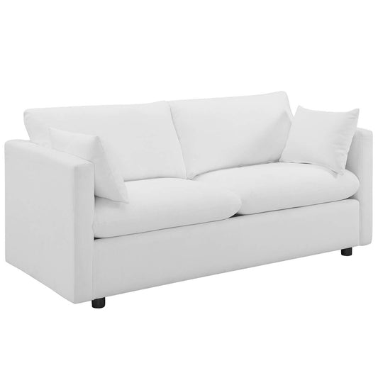 Activate Upholstered Fabric Sofa, Fabric, White 15026