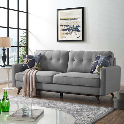 Prompt Upholstered Fabric Sofa, Fabric, Light Grey Gray 15035