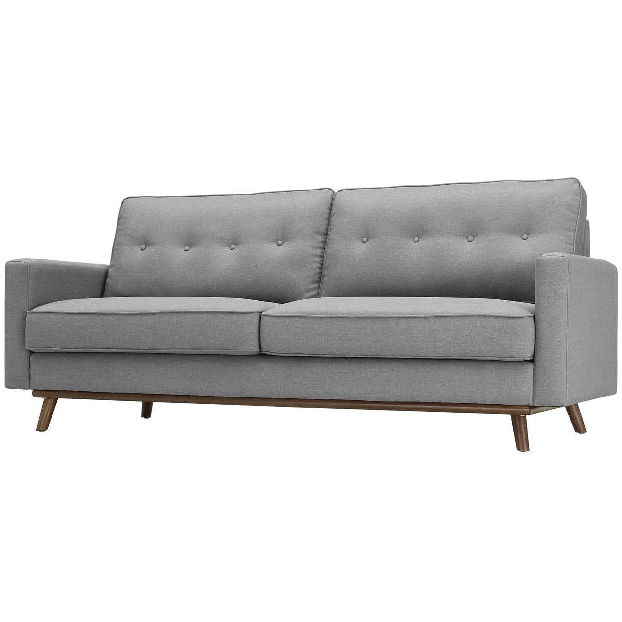 Prompt Upholstered Fabric Sofa, Fabric, Light Grey Gray 15035