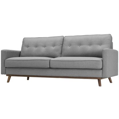 Prompt Upholstered Fabric Sofa, Fabric, Light Grey Gray 15035