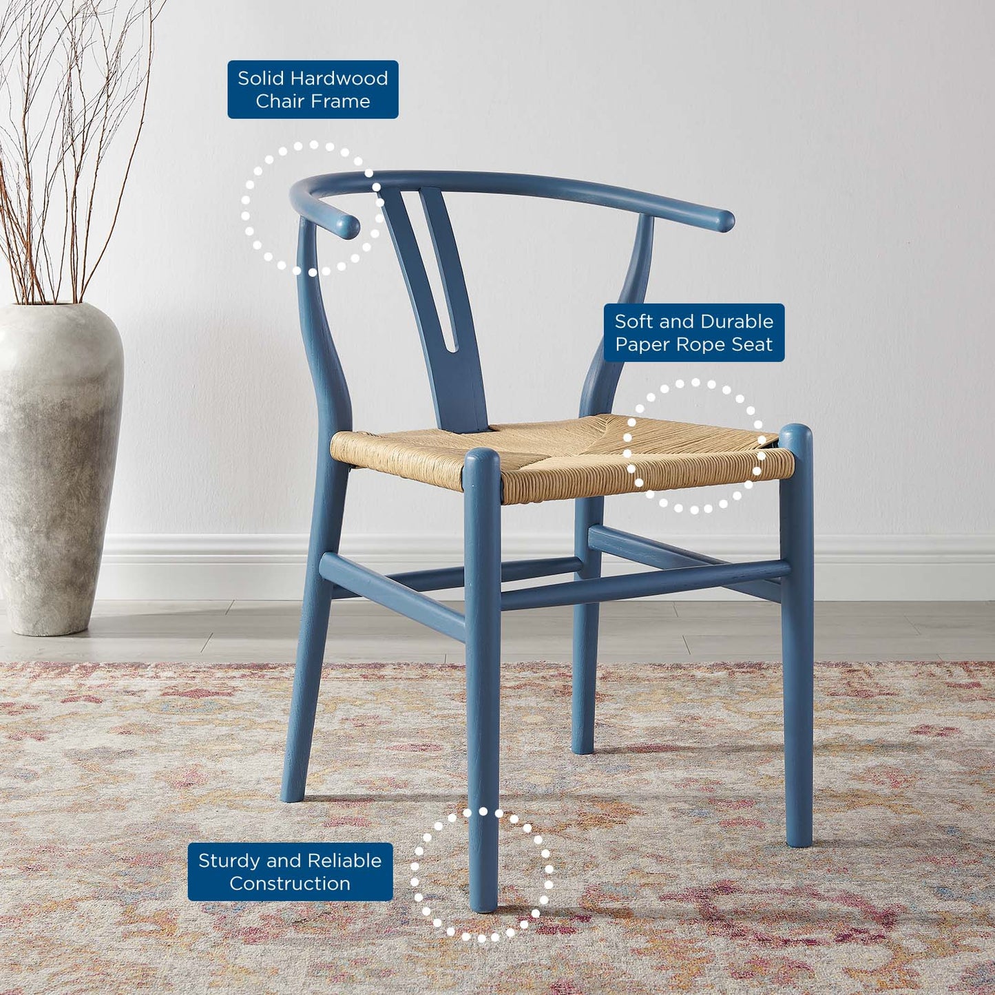Amish Dining Wood Side Chair, Wood, Blue, 18148