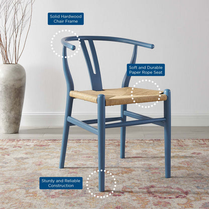 Amish Dining Wood Side Chair, Wood, Blue, 18148