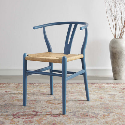 Amish Dining Wood Side Chair, Wood, Blue, 18148