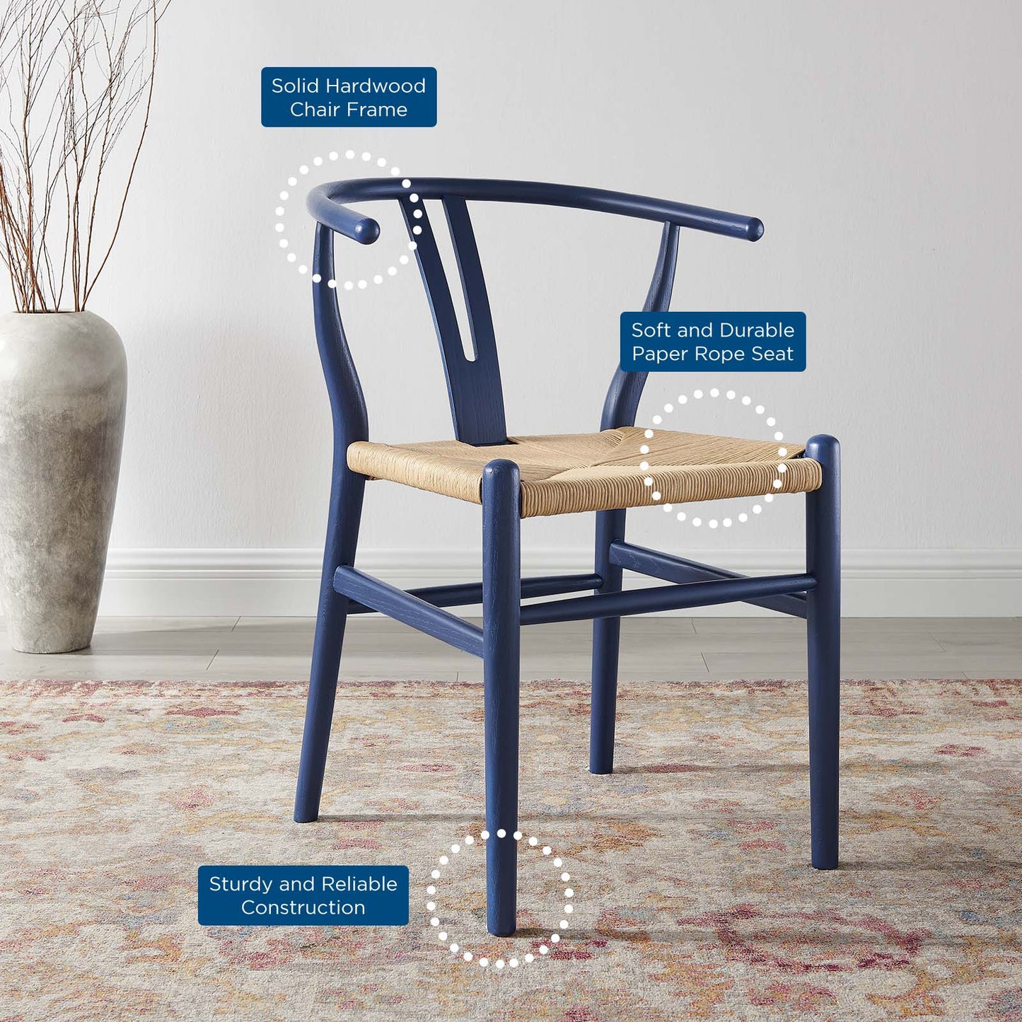 Amish Dining Wood Side Chair, Wood, Dark Blue, 18150