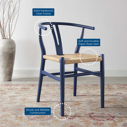Amish Dining Wood Side Chair, Wood, Dark Blue, 18150