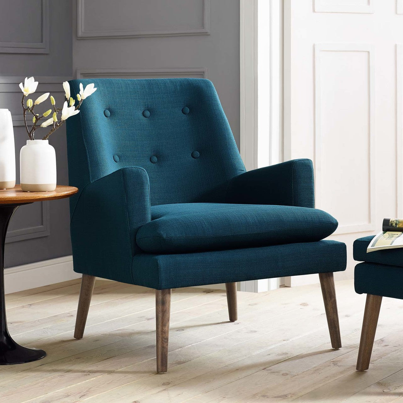 Leisure Upholstered Lounge Chair, Fabric, Navy Blue 14078