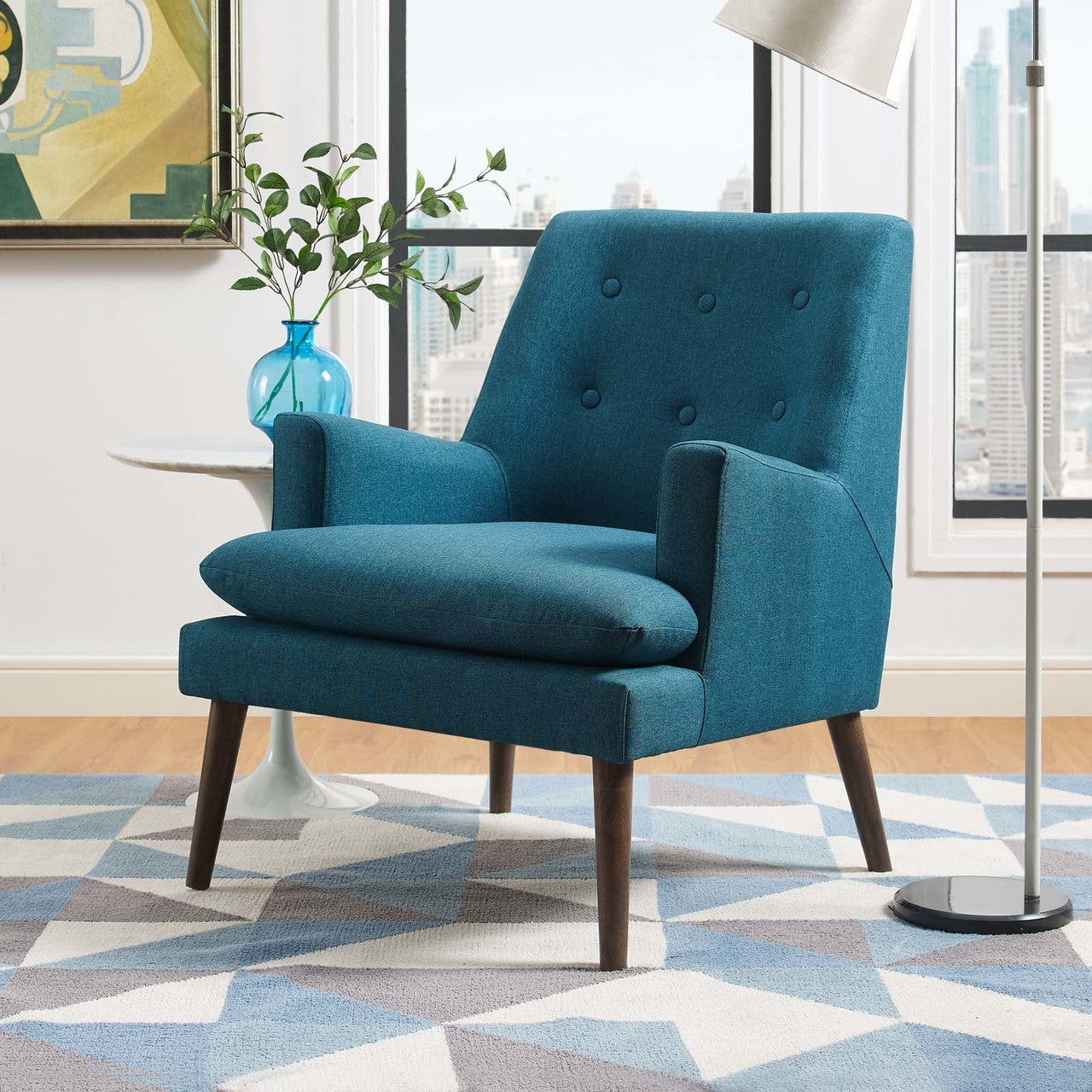 Leisure Upholstered Lounge Chair, Fabric, Aqua Blue 14081