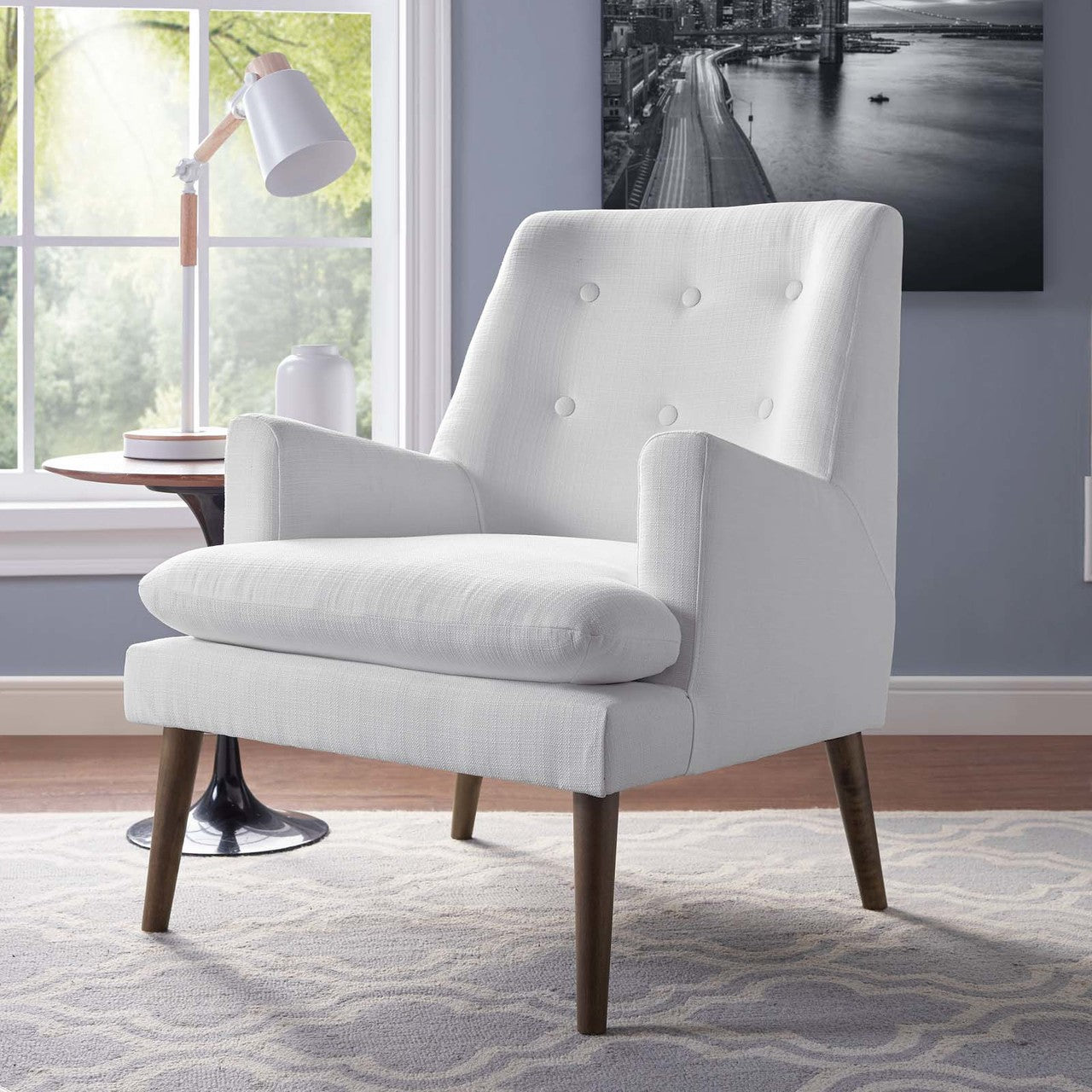 Leisure Upholstered Lounge Chair, Fabric, White 14082